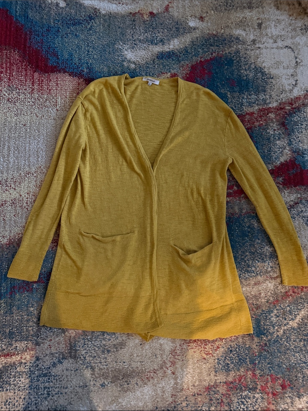 Madewell Mustard Open-Front Cardigan with Pockets